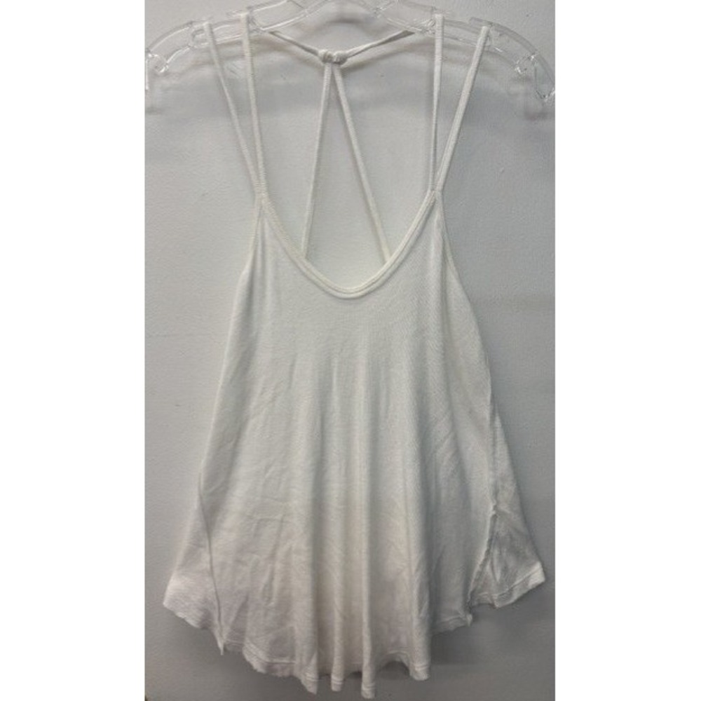 We The Free Free People White Ribbed Strappy Racerback Trapeze Tank Top XS